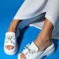 Jord - White Patent Bow Pearl-Detail Platform Slide (Women)