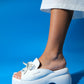 Jord - White Patent Bow Pearl-Detail Platform Slide (Women)