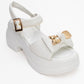 Merida White Buckle Platform Sandal (Women)