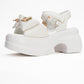 Merida White Buckle Platform Sandal (Women)
