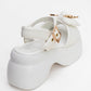 Merida White Buckle Platform Sandal (Women)