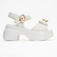 Merida White Buckle Platform Sandal (Women)