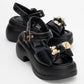 Merida Black Buckle Platform Sandal (Women)
