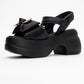 Merida Black Buckle Platform Sandal (Women)