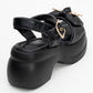 Merida Black Buckle Platform Sandal (Women)