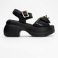 Merida Black Buckle Platform Sandal (Women)
