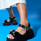 Merida Black Buckle Platform Sandal (Women)