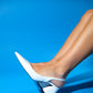 Dexy - White Patent Backless Chunky Heel Shoe (Women)