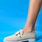 Michigan - Beige Knit Buckle Loafer Shoe (Women)