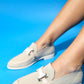 Michigan - Beige Knit Buckle Loafer Shoe (Women)