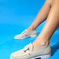 Michigan - Beige Knit Buckle Loafer Shoe (Women)