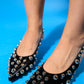 Montana - Black Patent Gold Buckle Open Back Low-Heel Shoe (Women)