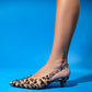 Montana - Black Yellow Patterned Gold Buckle Open Back Low-Heel Shoe (Women)