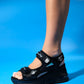 Arthur - Black Sequin Strap Chunky Platform Sport Sandal (Women)