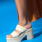 Levnes - Beige Platform Heel Slide (Women)