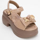 Merida Dark Beige Buckle Platform Sandal (Women)