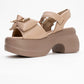 Merida Dark Beige Buckle Platform Sandal (Women)
