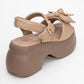Merida Dark Beige Buckle Platform Sandal (Women)