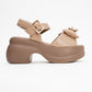 Merida Dark Beige Buckle Platform Sandal (Women)
