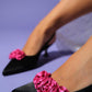 Alexa - Black Satin/Fuchsia Floral Heeled Shoe (Women)