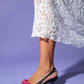Alexa - Black Satin/Fuchsia Floral Heeled Shoe (Women)