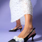 Alexa - Black Satin/White Floral Heeled Shoe (Women)