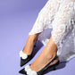 Alexa - Black Satin/White Floral Heeled Shoe (Women)
