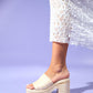 Herz - Beige Single Strap Platform Heel Slide (Women)
