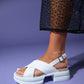Lungo - White Cross-Strap Chunky Platform Sandal (Women)