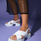 Lungo - White Cross-Strap Chunky Platform Sandal (Women)