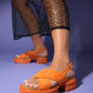 Lungo - Orange Cross-Strap Chunky Platform Sandal (Women)