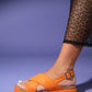 Lungo - Orange Cross-Strap Chunky Platform Sandal (Women)