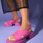 Lungo - Fuchsia Cross-Strap Chunky Platform Sandal (Women)