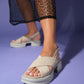 Lungo - Beige Cross-Strap Chunky Platform Sandal (Women)