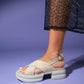 Lungo - Beige Cross-Strap Chunky Platform Sandal (Women)