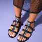 Never - Black Satin Embellished Sandal (Women)