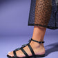 Never - Black Satin Embellished Sandal (Women)