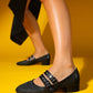 Lapis - Black Woven Low Heel Shoe (Women)