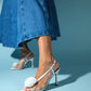 Aisne - White Floral Transparent Thin Heel Shoe (Women)