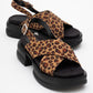 Lungo Leopard Cross‑Strap Wedge Sandal (Women)