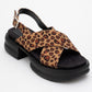 Lungo Leopard Cross‑Strap Wedge Sandal (Women)