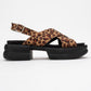 Lungo Leopard Cross‑Strap Wedge Sandal (Women)