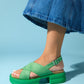 Lungo - Green Chunky Platform Sandal (Women)