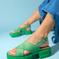 Lungo - Green Chunky Platform Sandal (Women)