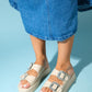Preds - Beige Embellished Buckle Double-Band Slide (Women)