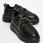 Theos - Black Parachute Stone-Embellished Sneaker (Women)