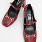 Levan - Burgundy Buckle Chunky Heel Shoe (Women)