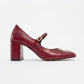 Levan - Burgundy Buckle Chunky Heel Shoe (Women)