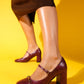 Levan - Burgundy Buckle Chunky Heel Shoe (Women)