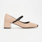 Apena - Beige/Black Patent Low Block Heel Shoe (Women)